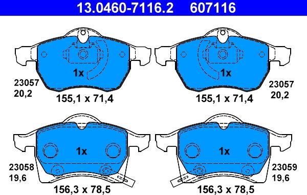 ATE 13.0460-7116.2 - Kit de plaquettes de frein, frein à disque cwaw.fr