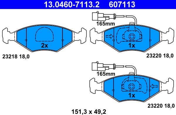 ATE 13.0460-7113.2 - Kit de plaquettes de frein, frein à disque cwaw.fr