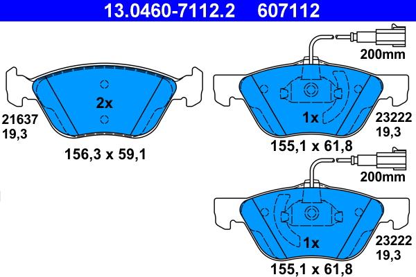 ATE 13.0460-7112.2 - Kit de plaquettes de frein, frein à disque cwaw.fr