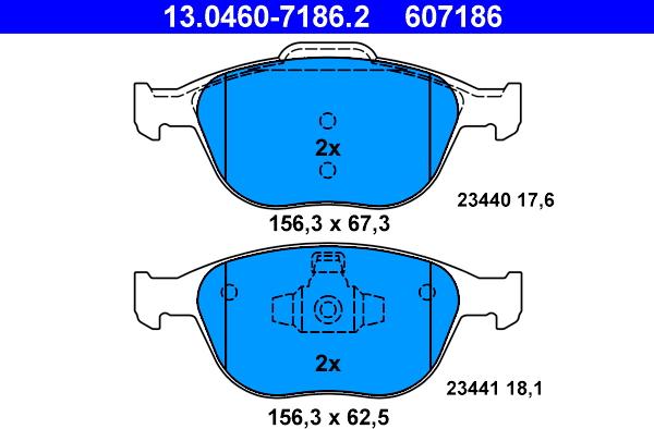 ATE 13.0460-7186.2 - Kit de plaquettes de frein, frein à disque cwaw.fr