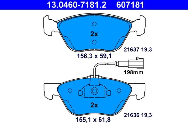 ATE 13.0460-7181.2 - Kit de plaquettes de frein, frein à disque cwaw.fr