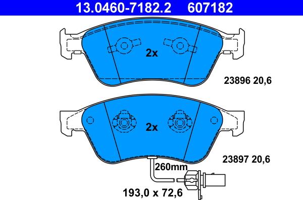 ATE 13.0460-7182.2 - Kit de plaquettes de frein, frein à disque cwaw.fr