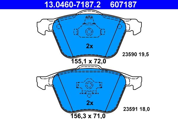 ATE 13.0460-7187.2 - Kit de plaquettes de frein, frein à disque cwaw.fr