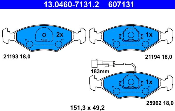 ATE 13.0460-7131.2 - Kit de plaquettes de frein, frein à disque cwaw.fr