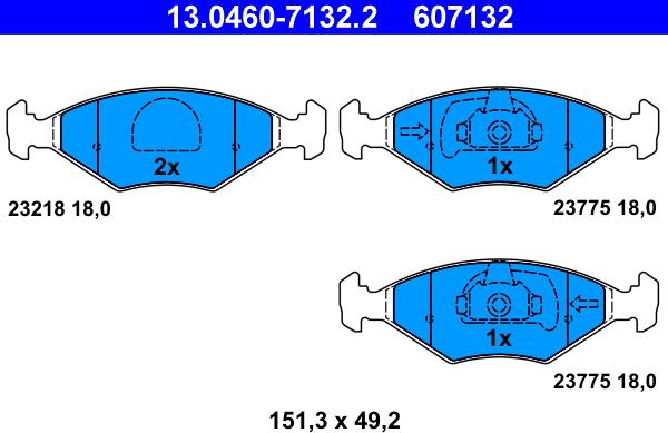 ATE 13.0460-7132.2 - Kit de plaquettes de frein, frein à disque cwaw.fr