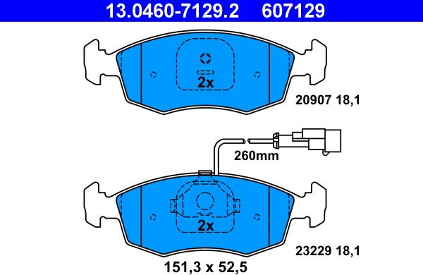 ATE 13.0460-7129.2 - Kit de plaquettes de frein, frein à disque cwaw.fr