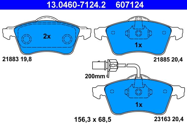 ATE 13.0460-7124.2 - Kit de plaquettes de frein, frein à disque cwaw.fr