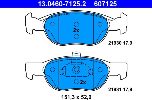 ATE 13.0460-7125.2 - Kit de plaquettes de frein, frein à disque cwaw.fr