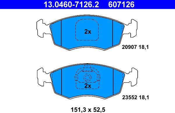 ATE 13.0460-7126.2 - Kit de plaquettes de frein, frein à disque cwaw.fr