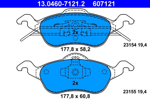 ATE 13.0460-7121.2 - Kit de plaquettes de frein, frein à disque cwaw.fr