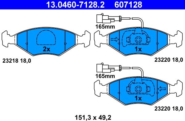 ATE 13.0460-7128.2 - Kit de plaquettes de frein, frein à disque cwaw.fr