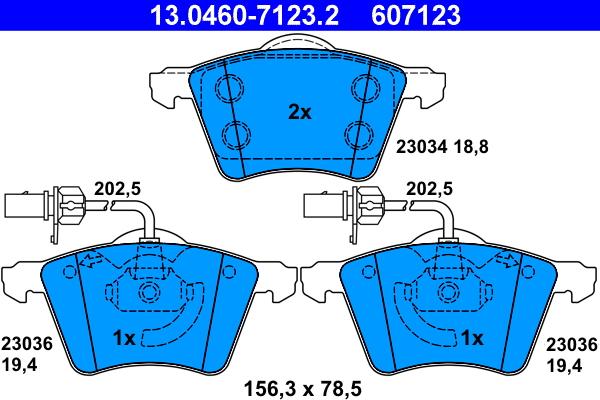 ATE 13.0460-7123.2 - Kit de plaquettes de frein, frein à disque cwaw.fr