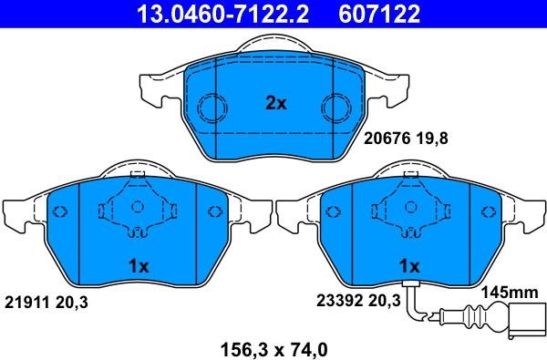 ATE 13.0460-7122.2 - Kit de plaquettes de frein, frein à disque cwaw.fr