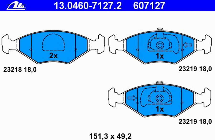 ATE 13.0460-7127.2 - Kit de plaquettes de frein, frein à disque cwaw.fr