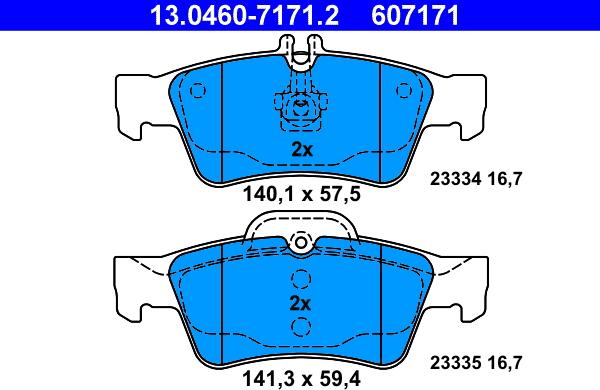 ATE 13.0460-7171.2 - Kit de plaquettes de frein, frein à disque cwaw.fr