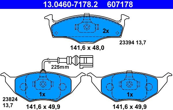 ATE 13.0460-7178.2 - Kit de plaquettes de frein, frein à disque cwaw.fr