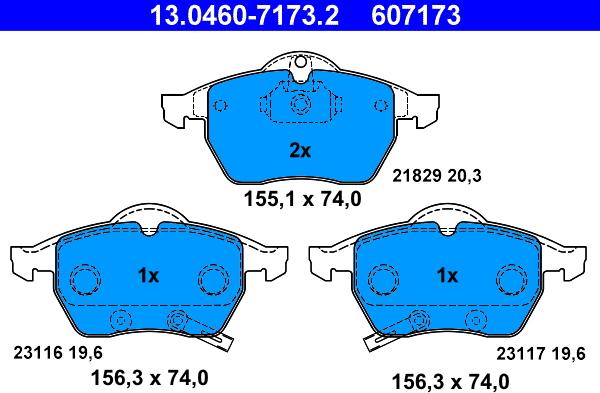 ATE 13.0460-7173.2 - Kit de plaquettes de frein, frein à disque cwaw.fr