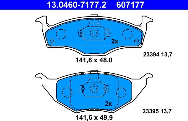 ATE 13.0460-7177.2 - Kit de plaquettes de frein, frein à disque cwaw.fr