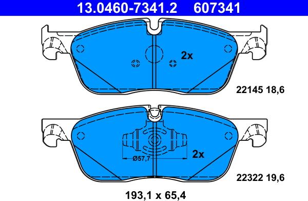 ATE 13.0460-7341.2 - Kit de plaquettes de frein, frein à disque cwaw.fr