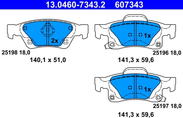 ATE 13.0460-7343.2 - Kit de plaquettes de frein, frein à disque cwaw.fr