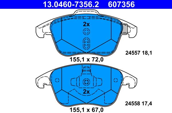 ATE 13.0460-7356.2 - Kit de plaquettes de frein, frein à disque cwaw.fr