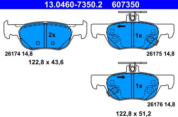 ATE 13.0460-7350.2 - Kit de plaquettes de frein, frein à disque cwaw.fr