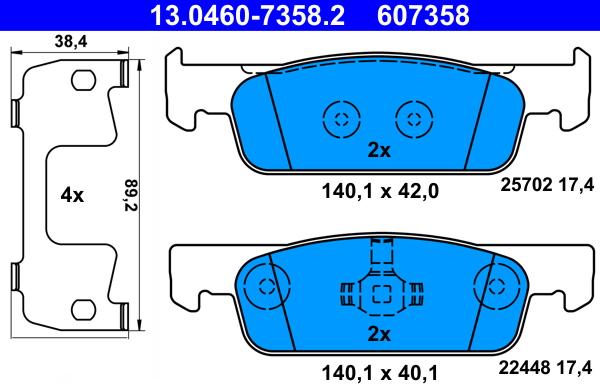 ATE 13.0460-7358.2 - Kit de plaquettes de frein, frein à disque cwaw.fr