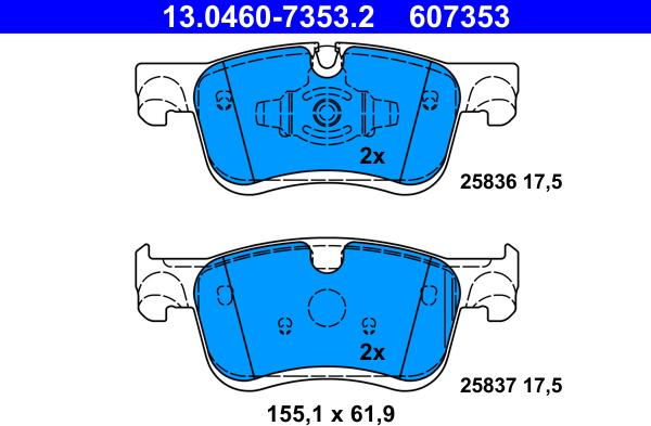 ATE 13.0460-7353.2 - Kit de plaquettes de frein, frein à disque cwaw.fr