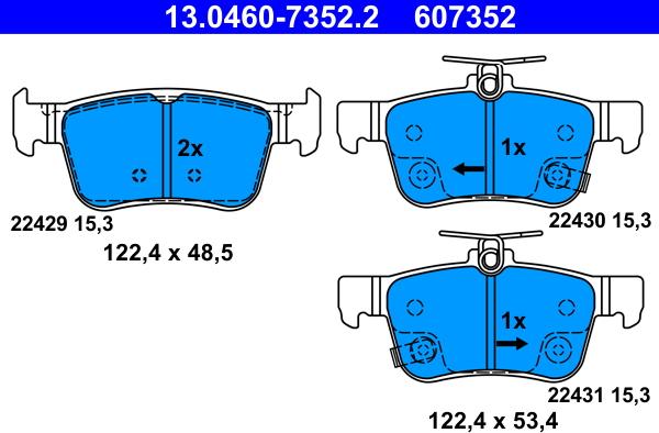 ATE 13.0460-7352.2 - Kit de plaquettes de frein, frein à disque cwaw.fr