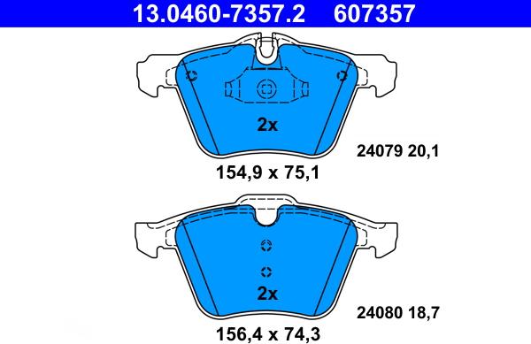 ATE 13.0460-7357.2 - Kit de plaquettes de frein, frein à disque cwaw.fr