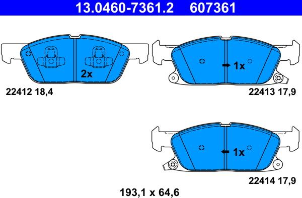 ATE 13.0460-7361.2 - Kit de plaquettes de frein, frein à disque cwaw.fr