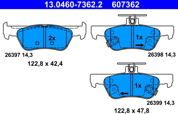 ATE 13.0460-7362.2 - Kit de plaquettes de frein, frein à disque cwaw.fr