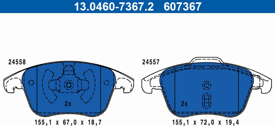 ATE 13.0460-7367.2 - Kit de plaquettes de frein, frein à disque cwaw.fr