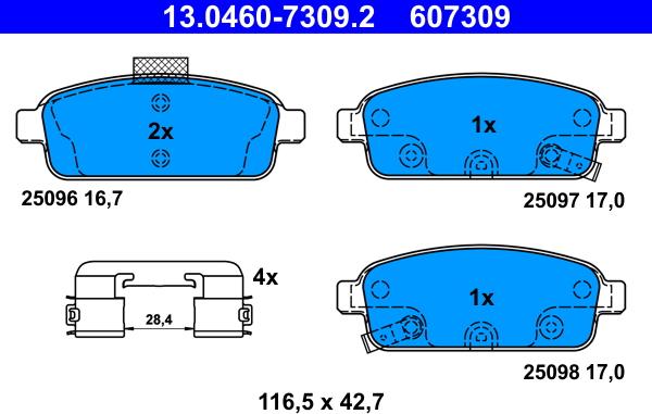 ATE 13.0460-7309.2 - Kit de plaquettes de frein, frein à disque cwaw.fr