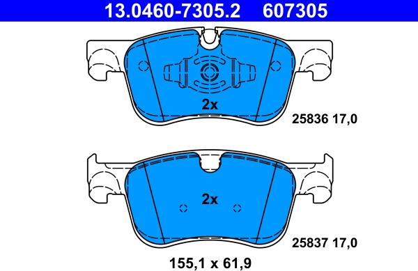 ATE 13.0460-7305.2 - Kit de plaquettes de frein, frein à disque cwaw.fr