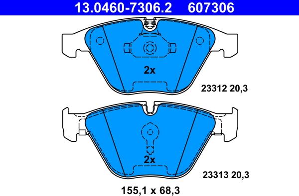 ATE 13.0460-7306.2 - Kit de plaquettes de frein, frein à disque cwaw.fr