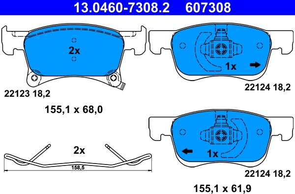 ATE 13.0460-7308.2 - Kit de plaquettes de frein, frein à disque cwaw.fr