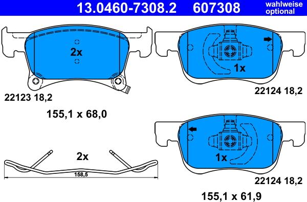 ATE 13.0460-7308.2 - Kit de plaquettes de frein, frein à disque cwaw.fr