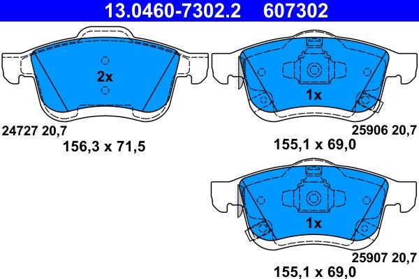 ATE 13.0460-7302.2 - Kit de plaquettes de frein, frein à disque cwaw.fr