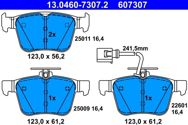 ATE 13.0460-7307.2 - Kit de plaquettes de frein, frein à disque cwaw.fr