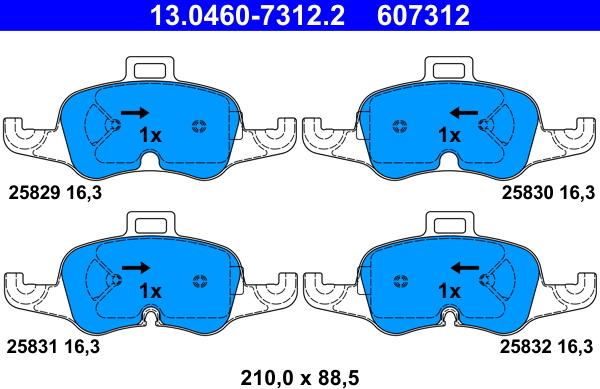 ATE 13.0460-7312.2 - Kit de plaquettes de frein, frein à disque cwaw.fr