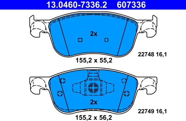 ATE 13.0460-7336.2 - Kit de plaquettes de frein, frein à disque cwaw.fr