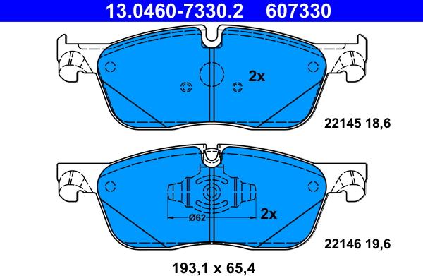 ATE 13.0460-7330.2 - Kit de plaquettes de frein, frein à disque cwaw.fr