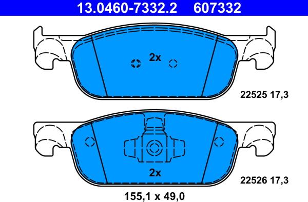 ATE 13.0460-7332.2 - Kit de plaquettes de frein, frein à disque cwaw.fr