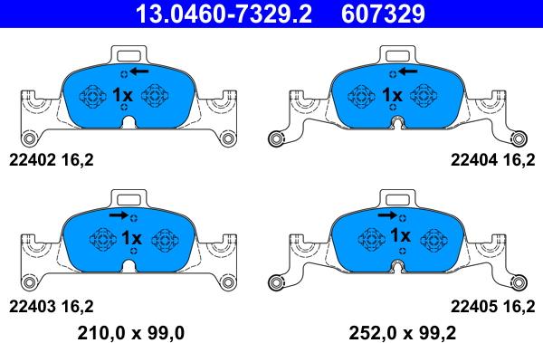 ATE 13.0460-7329.2 - Kit de plaquettes de frein, frein à disque cwaw.fr