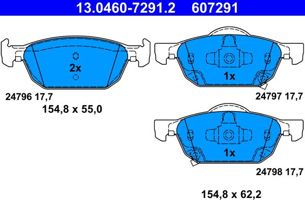 ATE 13.0460-7291.2 - Kit de plaquettes de frein, frein à disque cwaw.fr