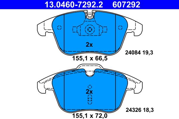 ATE 13.0460-7292.2 - Kit de plaquettes de frein, frein à disque cwaw.fr