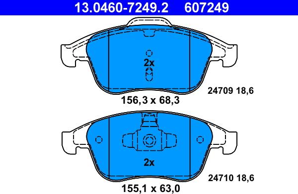 ATE 13.0460-7249.2 - Kit de plaquettes de frein, frein à disque cwaw.fr