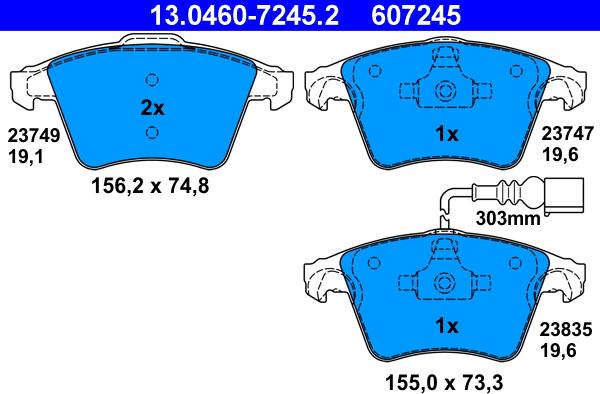 ATE 13.0460-7245.2 - Kit de plaquettes de frein, frein à disque cwaw.fr