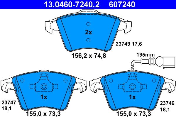 ATE 13.0460-7240.2 - Kit de plaquettes de frein, frein à disque cwaw.fr